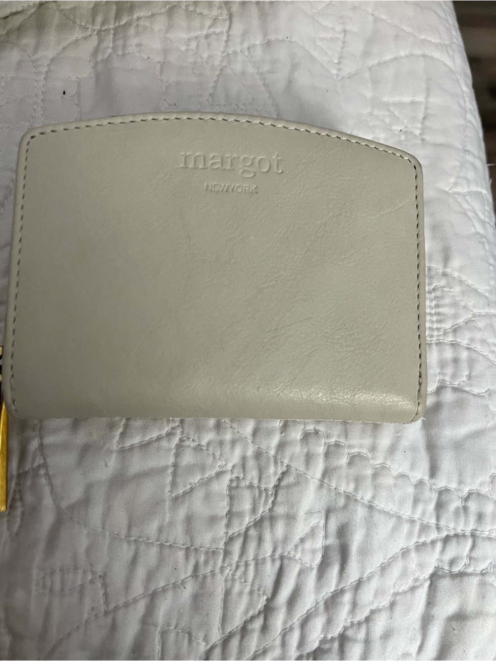 Margot Cream Leather Compact Zip Wallet